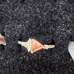 #26 BP Rose Gold Triangle Pink Stone Ring with Pavé Accents